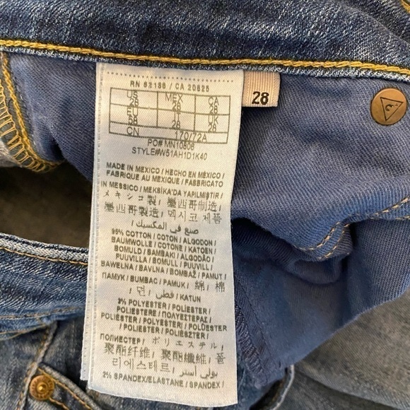 GUESS Mid Crop Jeans, Med. Blue, Size 28. - Picture 3 of 5